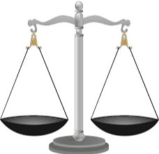 Illustration of an unbalanced scale, with the left side raised higher than the right, symbolizing inequality or imbalance.